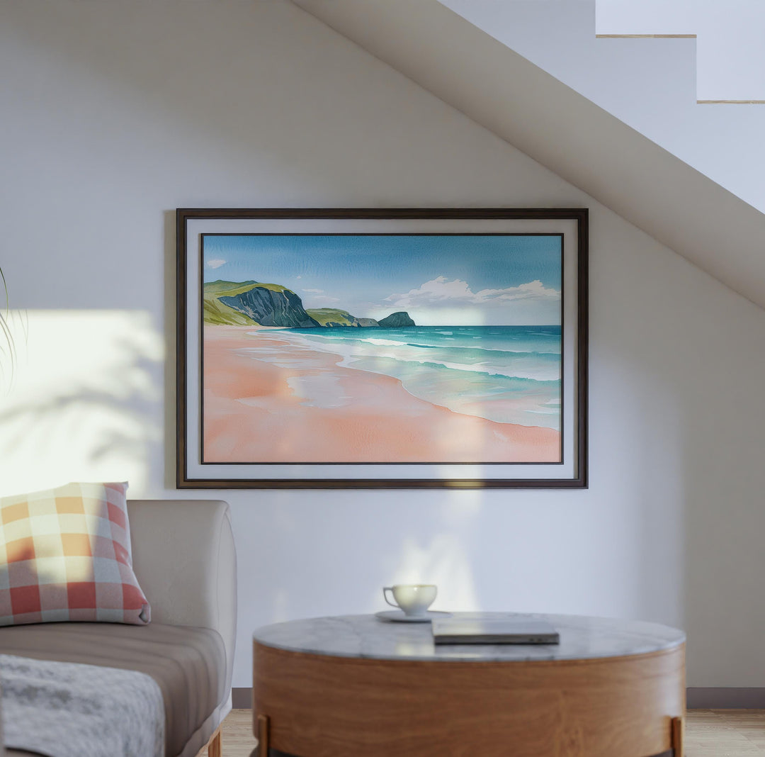 Sandwood Bay Scotland Watercolor Poster Sandwood Bay Travel Print Highland Coast Painting Beach Wall Art UK Souvenir
