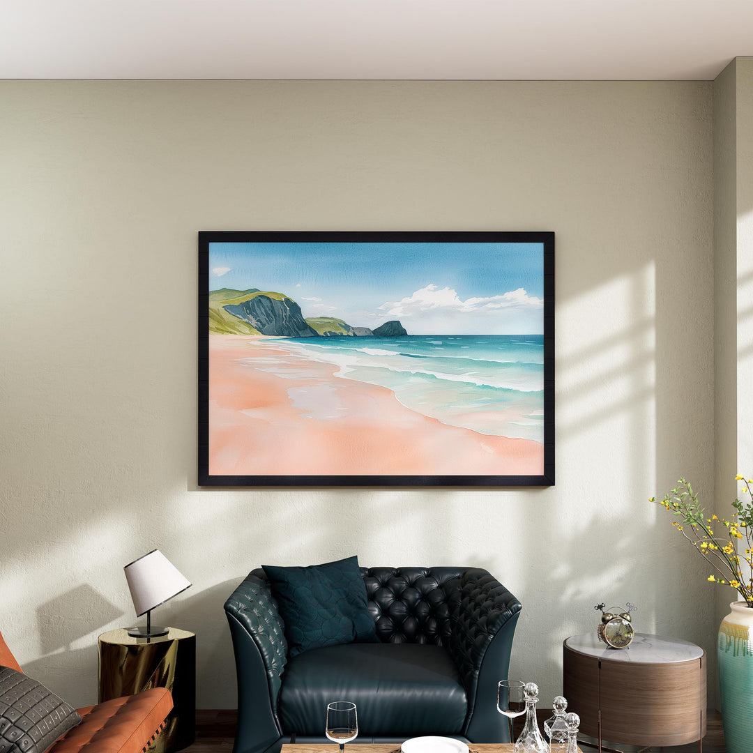 Sandwood Bay Scotland Watercolor Poster Sandwood Bay Travel Print Highland Coast Painting Beach Wall Art UK Souvenir