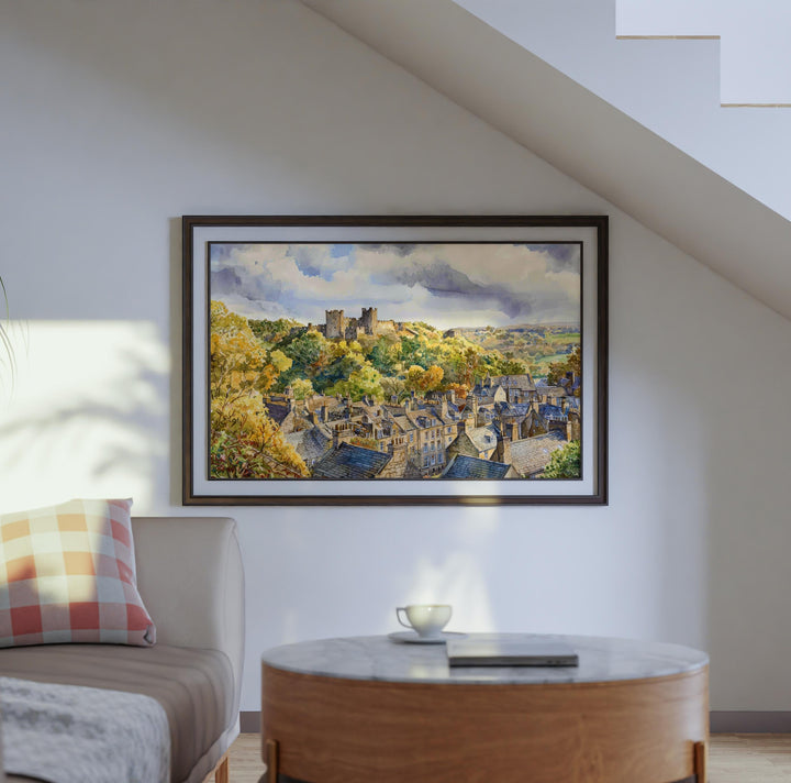 Richmond England Watercolor Poster Richmond Travel Print Yorkshire Town Painting Castle Wall Art UK Decor Souvenir