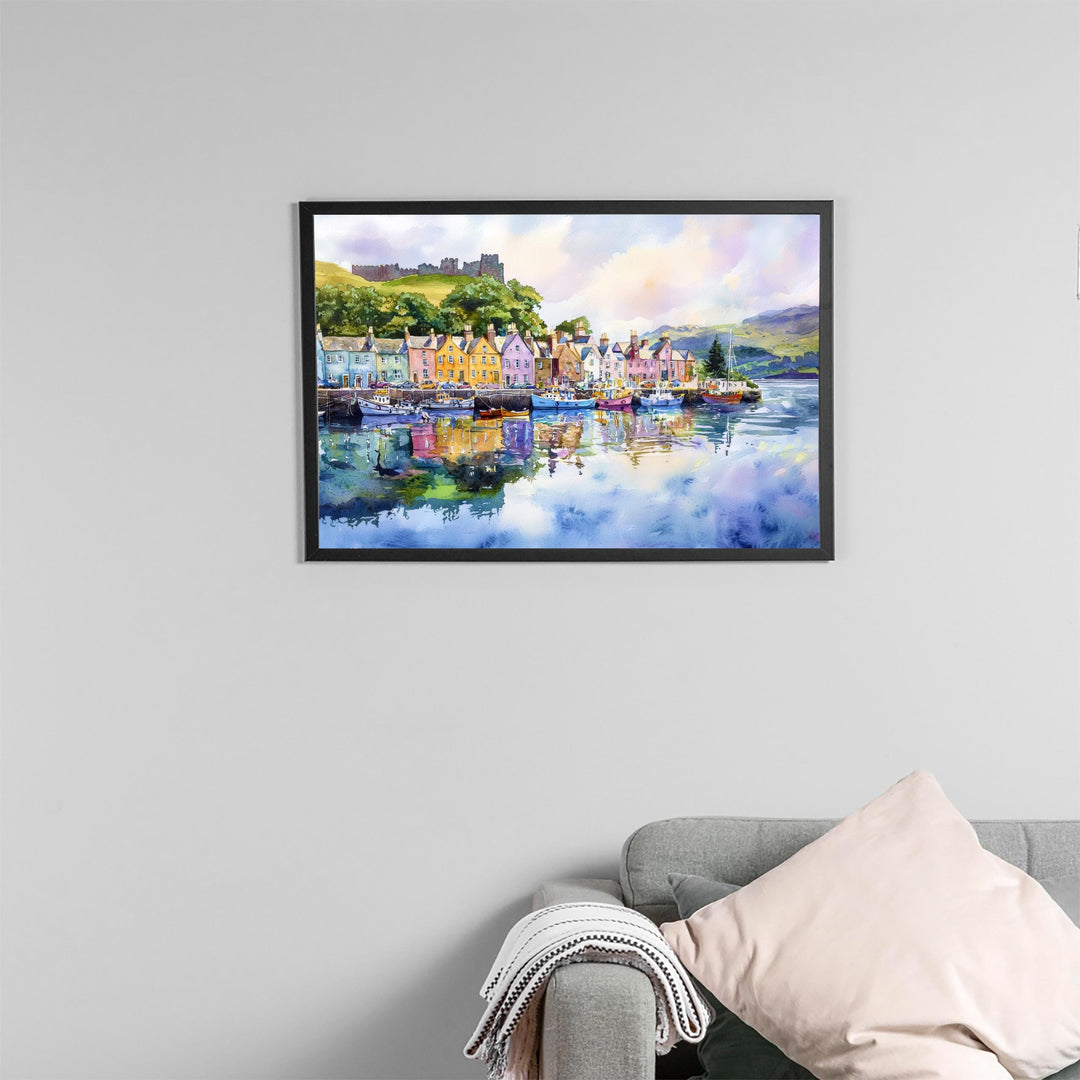 Portree Scotland Watercolor Poster Portree Travel Print Isle of Skye Harbour Painting Coastal Wall Art UK Souvenir