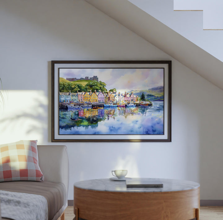 Portree Scotland Watercolor Poster Portree Travel Print Isle of Skye Harbour Painting Coastal Wall Art UK Souvenir