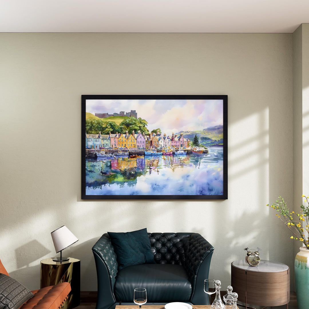 Portree Scotland Watercolor Poster Portree Travel Print Isle of Skye Harbour Painting Coastal Wall Art UK Souvenir