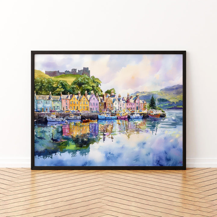 Portree Scotland Watercolor Poster Portree Travel Print Isle of Skye Harbour Painting Coastal Wall Art UK Souvenir