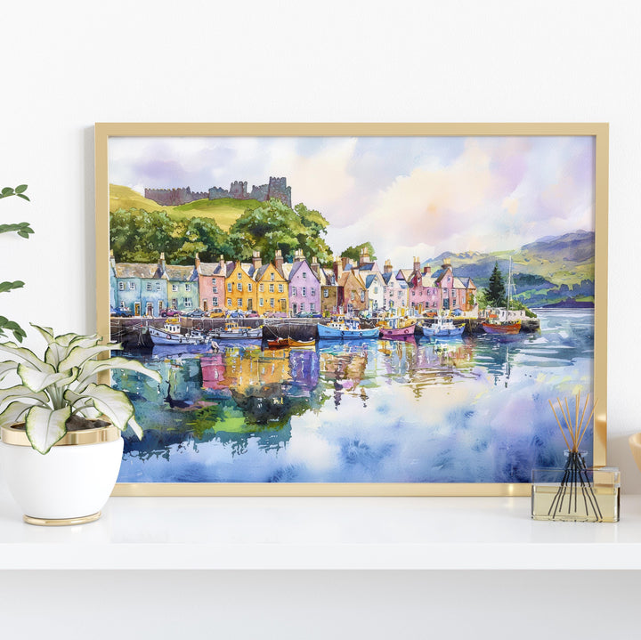 Portree Scotland Watercolor Poster Portree Travel Print Isle of Skye Harbour Painting Coastal Wall Art UK Souvenir