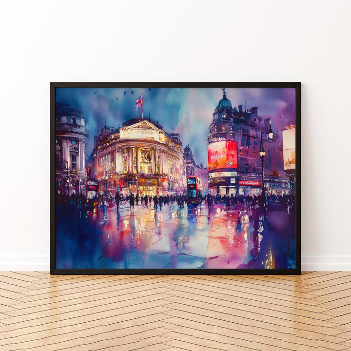 Piccadilly Circus London Watercolor Poster Piccadilly Circus Travel Print City Landmark Painting Wall Art UK Souvenir
