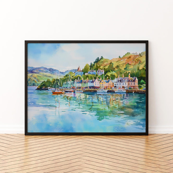 Oban Scotland Watercolor Poster Oban Travel Print Coastal Town Painting Harbour Wall Art Scottish Decor UK Souvenir