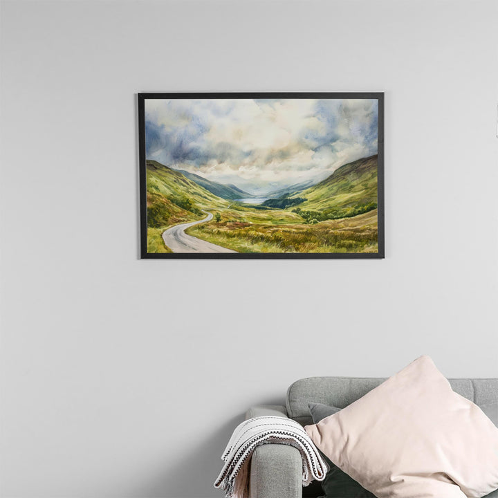 North Coast 500 Scotland Watercolor Poster NC500 Travel Print Highland Road Trip Painting Landscape Wall Art UK Souvenir