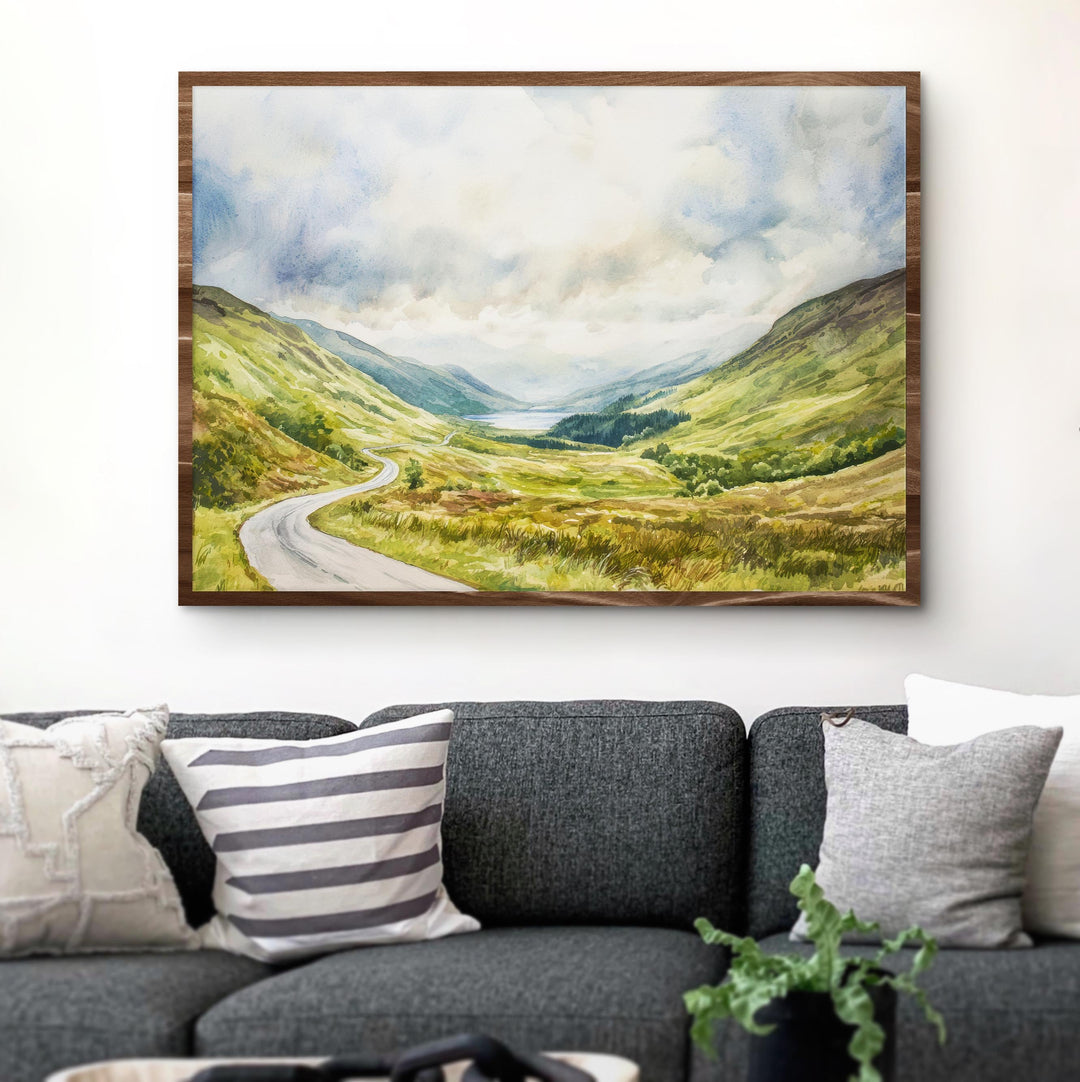 North Coast 500 Scotland Watercolor Poster NC500 Travel Print Highland Road Trip Painting Landscape Wall Art UK Souvenir