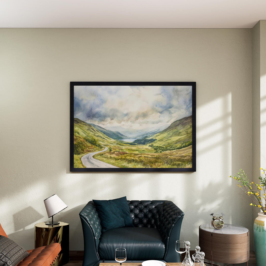 North Coast 500 Scotland Watercolor Poster NC500 Travel Print Highland Road Trip Painting Landscape Wall Art UK Souvenir