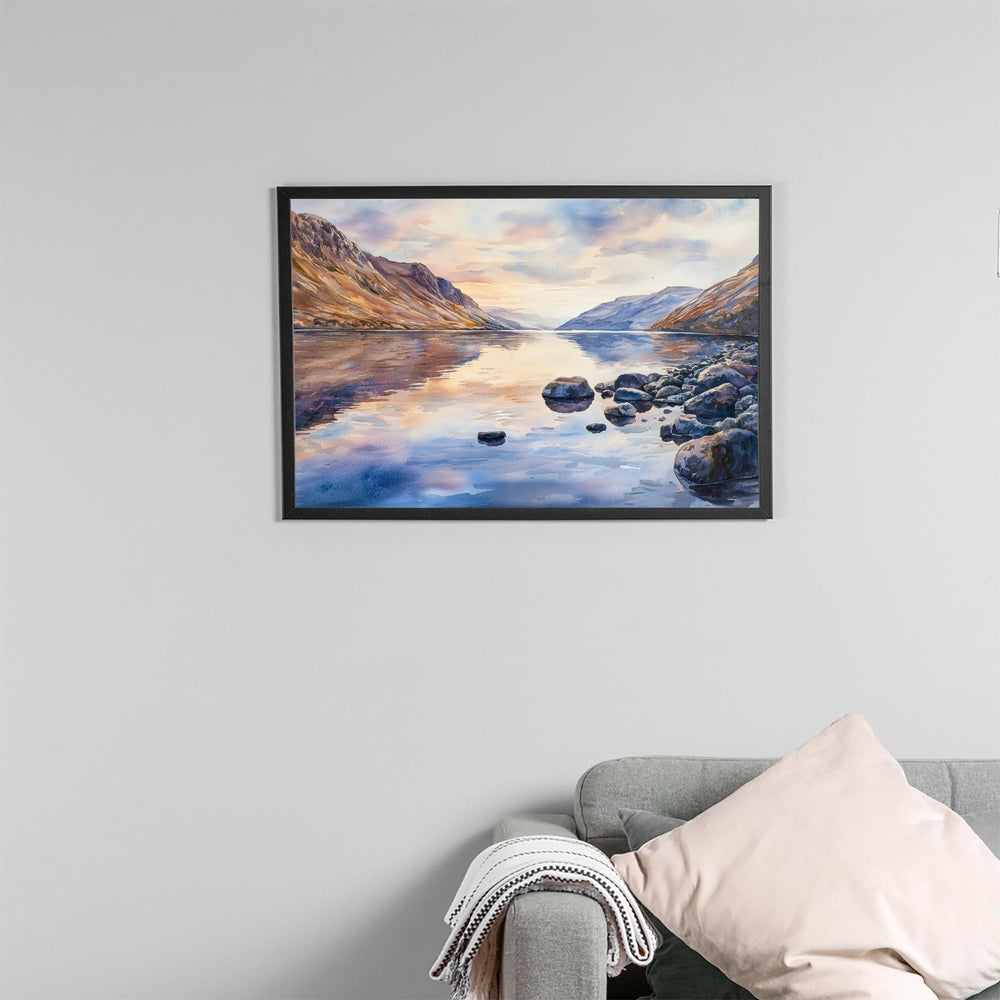 Wast Water England Watercolor Poster Wast Water Travel Print Lake District Painting Mountain Lake Wall Art UK Souvenir