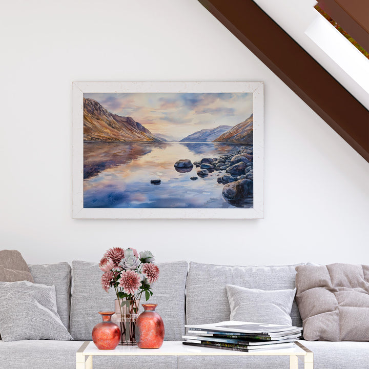 Wast Water England Watercolor Poster Wast Water Travel Print Lake District Painting Mountain Lake Wall Art UK Souvenir