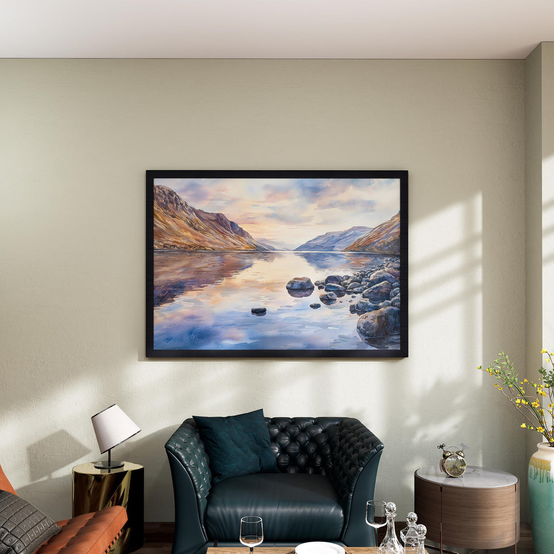 Wast Water England Watercolor Poster Wast Water Travel Print Lake District Painting Mountain Lake Wall Art UK Souvenir