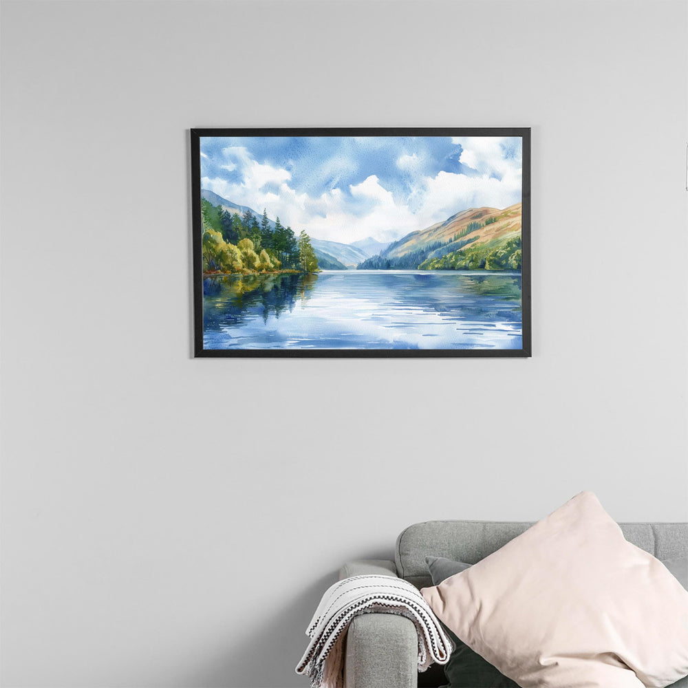 Thirlmere England Watercolor Poster Thirlmere Travel Print Lake District Painting Mountain Lake Wall Art UK Souvenir