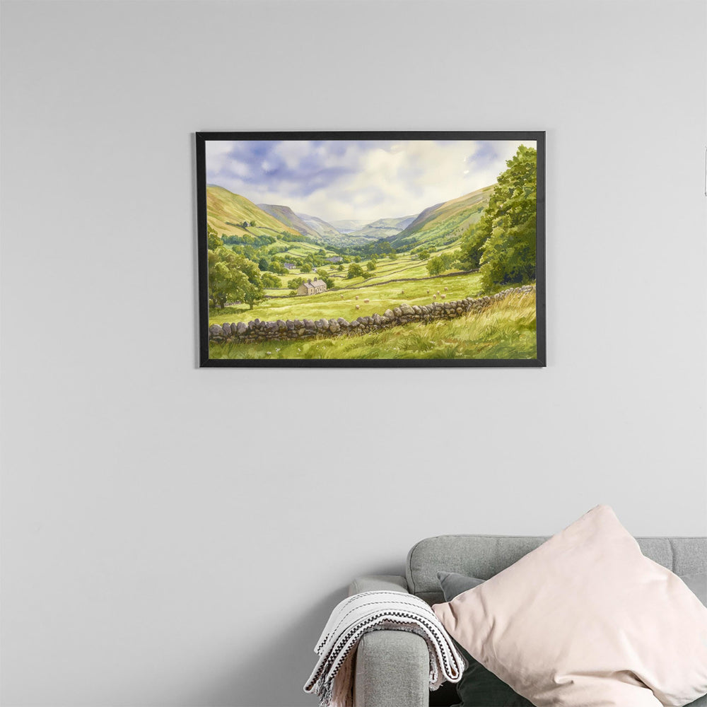 Newlands Valley England Watercolor Poster Newlands Valley Travel Print Lake District Painting Countryside Wall Art UK Souvenir