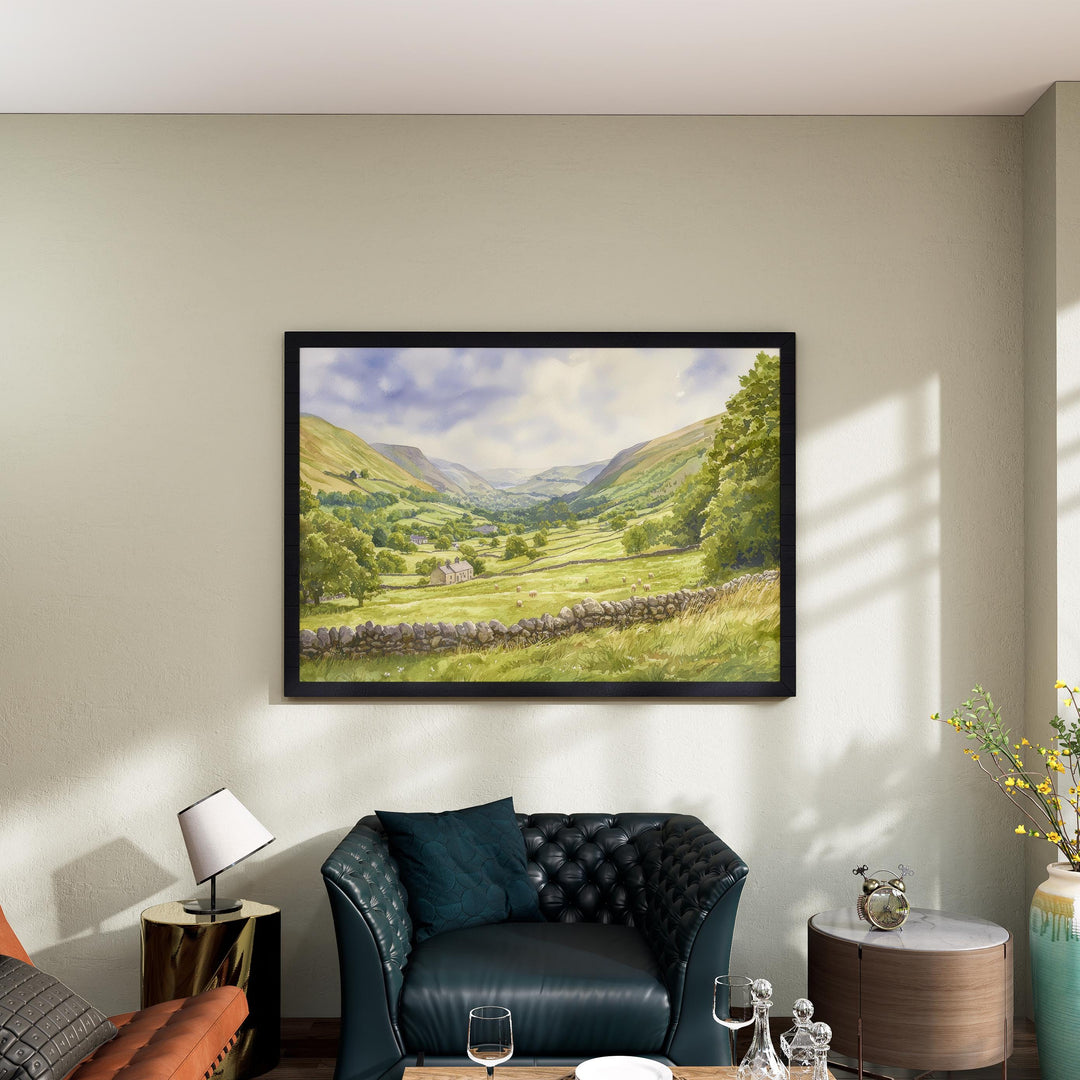 Newlands Valley England Watercolor Poster Newlands Valley Travel Print Lake District Painting Countryside Wall Art UK Souvenir