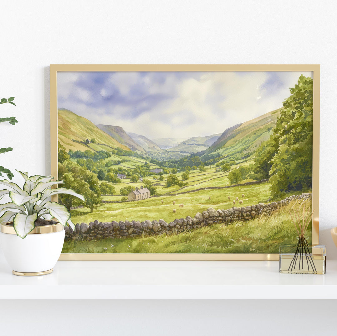 Newlands Valley England Watercolor Poster Newlands Valley Travel Print Lake District Painting Countryside Wall Art UK Souvenir