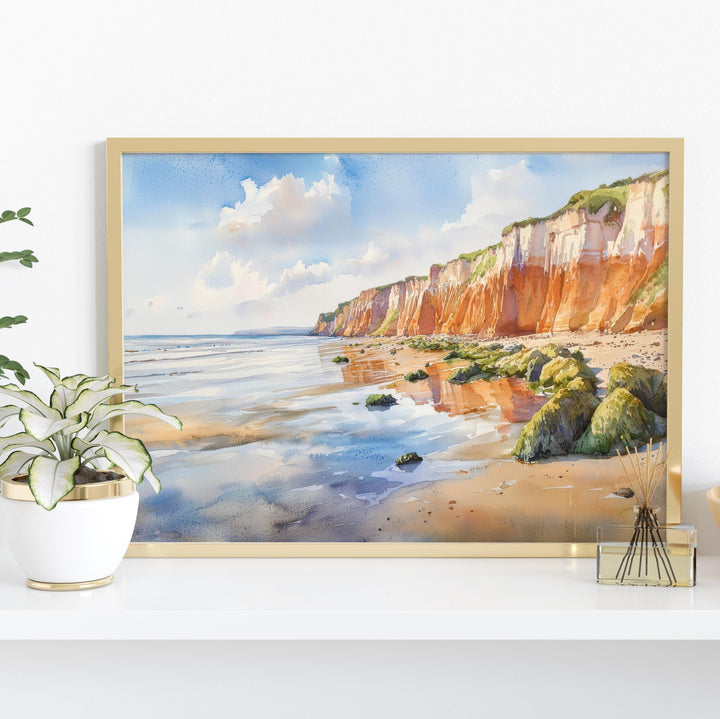 Hunstanton England Watercolor Poster Hunstanton Travel Print Norfolk Coast Painting Seaside Town Wall Art UK Souvenir