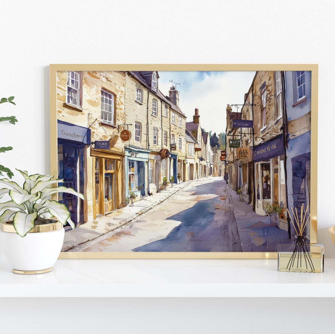 Frome England Watercolor Poster Frome Travel Print Somerset Town Painting Historic Street Wall Art UK Souvenir