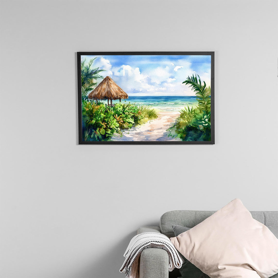 Fort Myers Beach Florida Watercolor Poster Fort Myers Travel Print Gulf Coast Painting Seaside Wall Art USA Souvenir