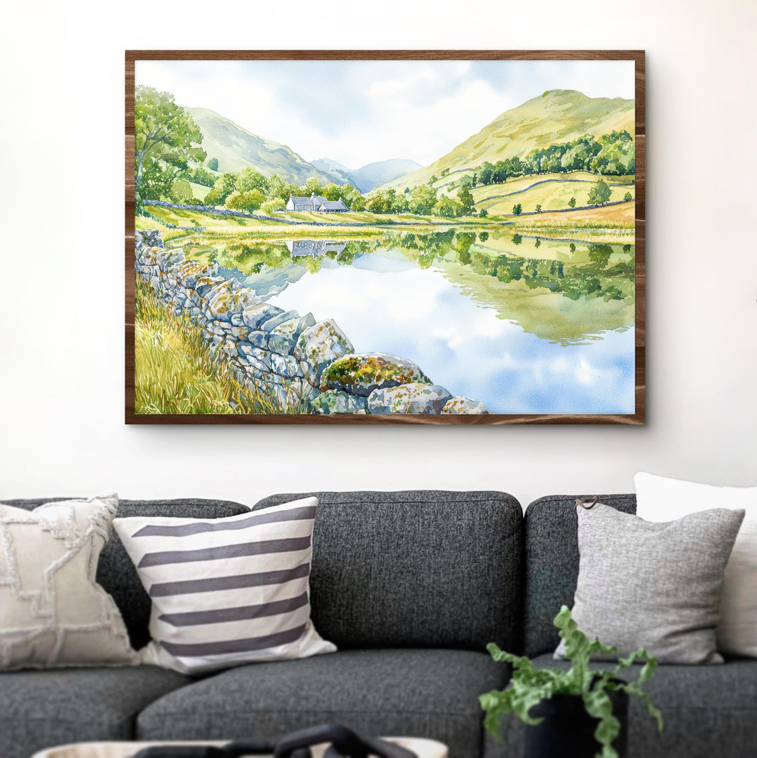 Brotherswater England Watercolor Poster Brotherswater Travel Print Lake District Painting Mountain Lake Wall Art UK Souvenir