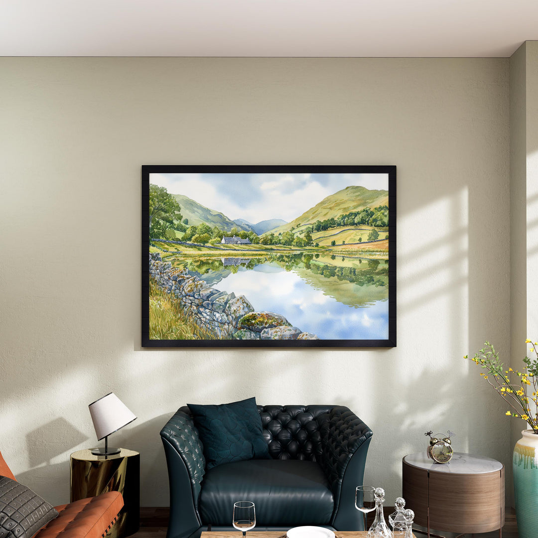 Brotherswater England Watercolor Poster Brotherswater Travel Print Lake District Painting Mountain Lake Wall Art UK Souvenir