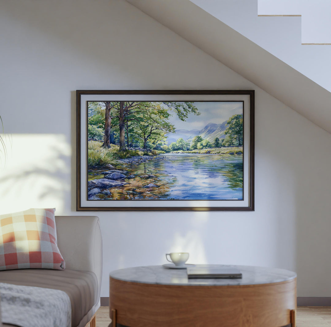 Borrowdale England Watercolor Poster Borrowdale Travel Print Lake District Painting Mountain Valley Wall Art UK Souvenir