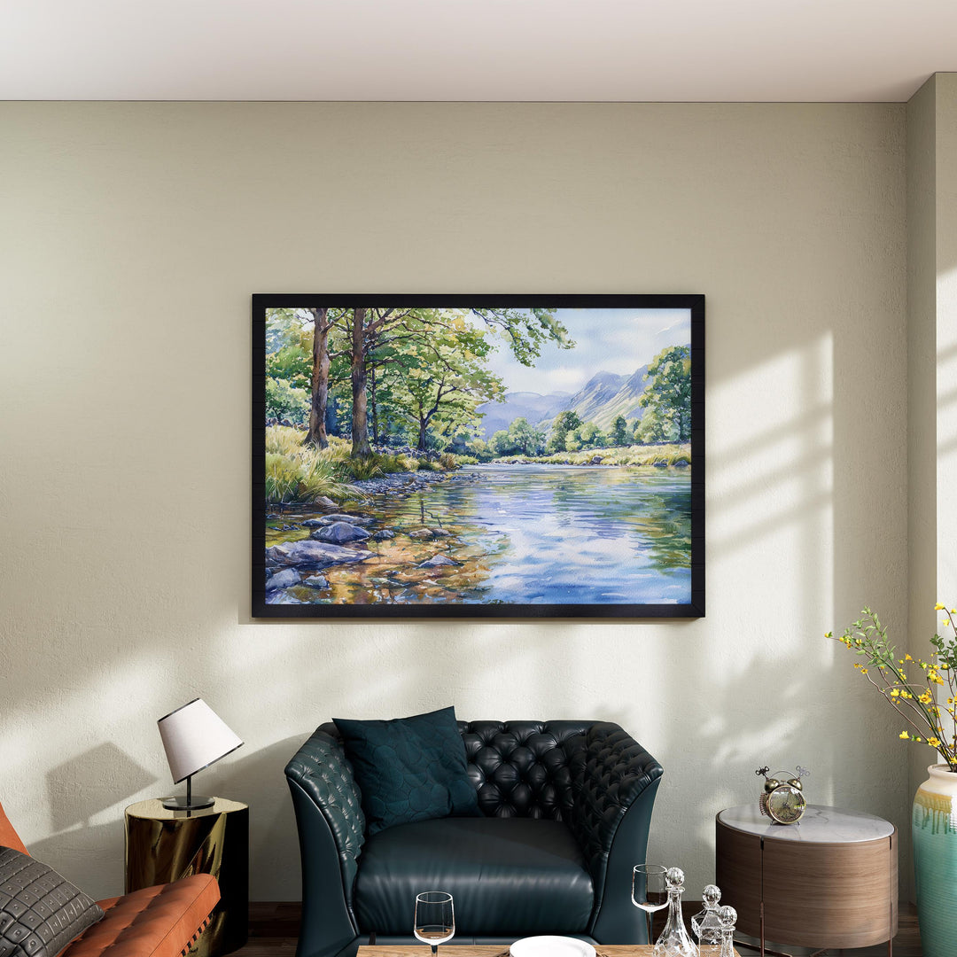 Borrowdale England Watercolor Poster Borrowdale Travel Print Lake District Painting Mountain Valley Wall Art UK Souvenir