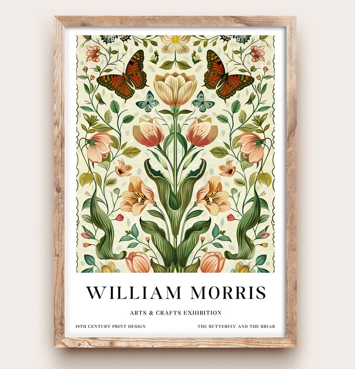 William Morris Butterfly & Flowers Poster Vintage Botanical Wall Art Classic Floral Print Elegant Nature Decor Timeless Artwork for Home