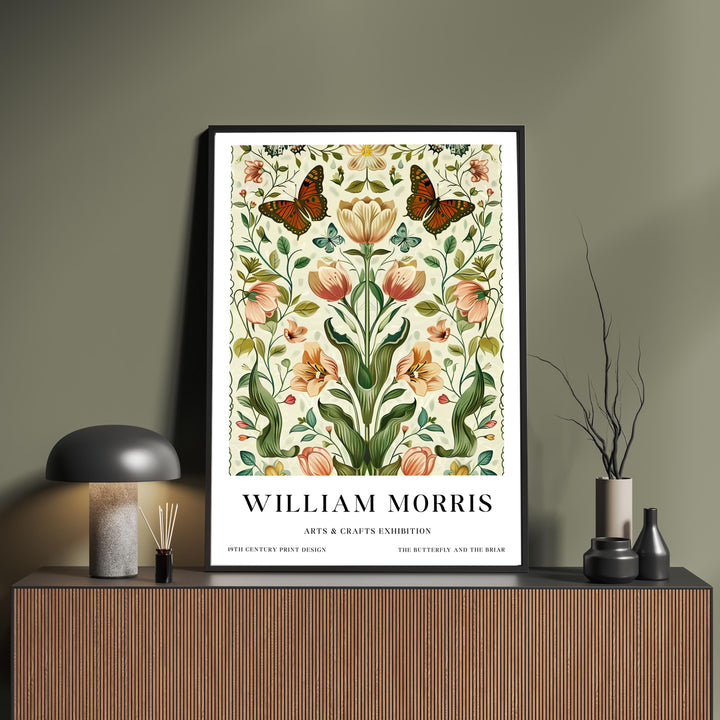 William Morris Butterfly & Flowers Poster Vintage Botanical Wall Art Classic Floral Print Elegant Nature Decor Timeless Artwork for Home