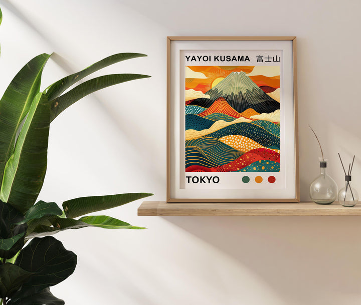 Yayoi Kusama Mount Fuji Poster Japanese Pop Art Print Modern Abstract Landscape Polka Dot Mountain Wall Decor Contemporary Home Artwork