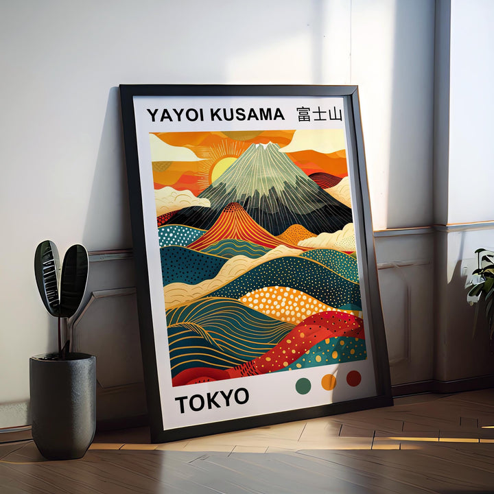 Yayoi Kusama Mount Fuji Poster Japanese Pop Art Print Modern Abstract Landscape Polka Dot Mountain Wall Decor Contemporary Home Artwork