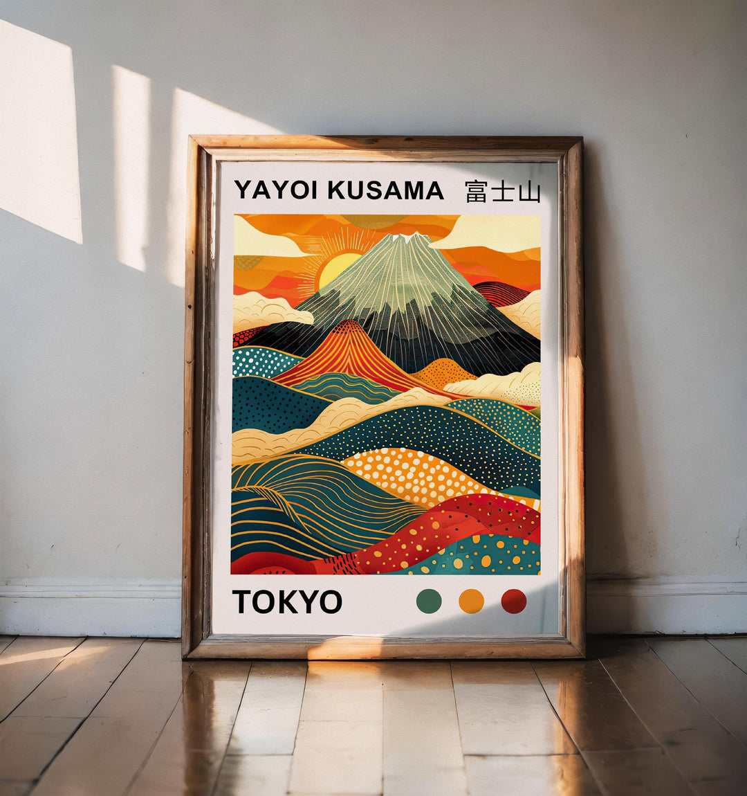 Yayoi Kusama Mount Fuji Poster Japanese Pop Art Print Modern Abstract Landscape Polka Dot Mountain Wall Decor Contemporary Home Artwork