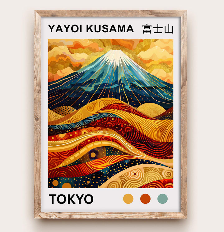 Yayoi Kusama Mount Fuji Poster Japanese Pop Art Print Modern Abstract Landscape Polka Dot Mountain Wall Decor Contemporary Home Artwork