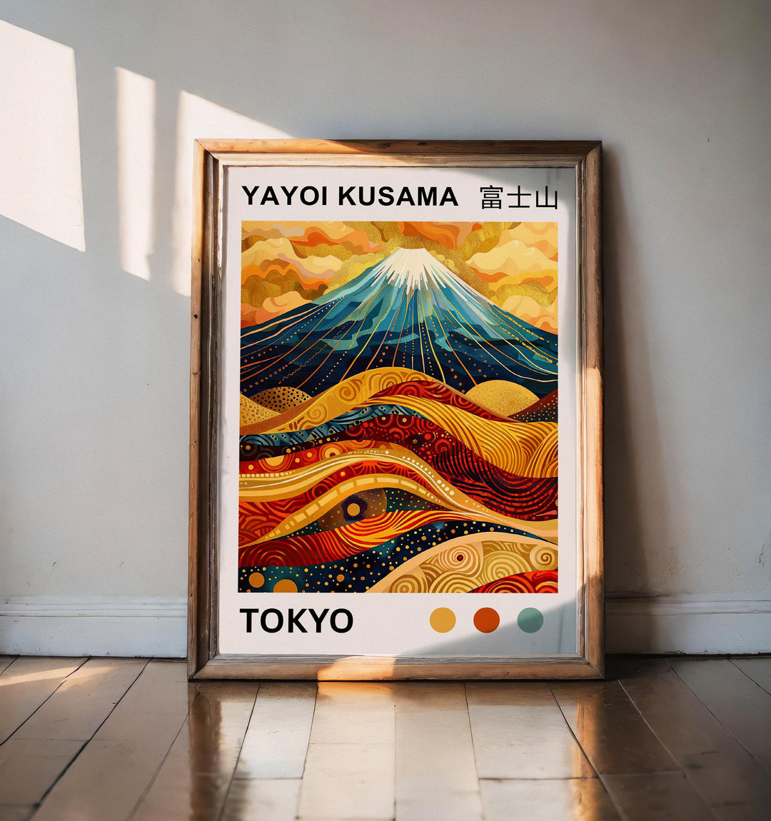 Yayoi Kusama Mount Fuji Poster Japanese Pop Art Print Modern Abstract Landscape Polka Dot Mountain Wall Decor Contemporary Home Artwork