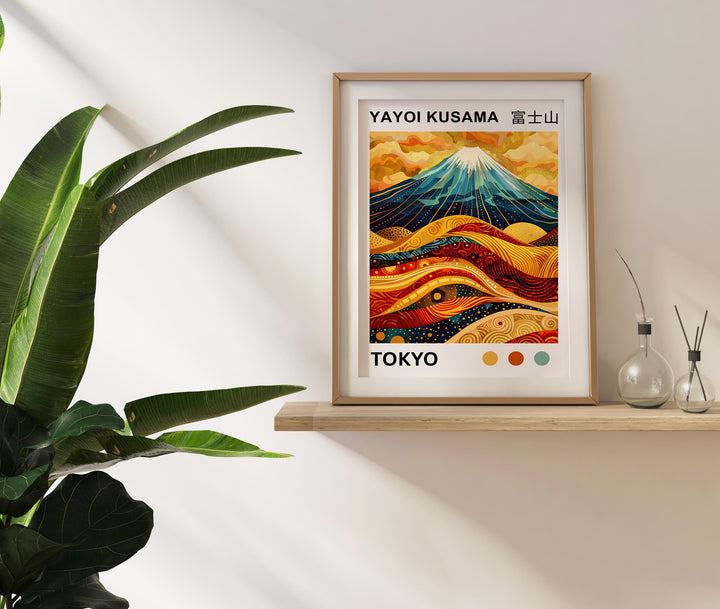 Yayoi Kusama Mount Fuji Poster Japanese Pop Art Print Modern Abstract Landscape Polka Dot Mountain Wall Decor Contemporary Home Artwork
