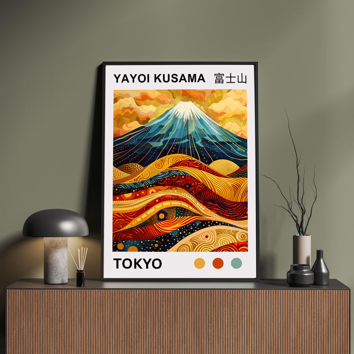 Yayoi Kusama Mount Fuji Poster Japanese Pop Art Print Modern Abstract Landscape Polka Dot Mountain Wall Decor Contemporary Home Artwork