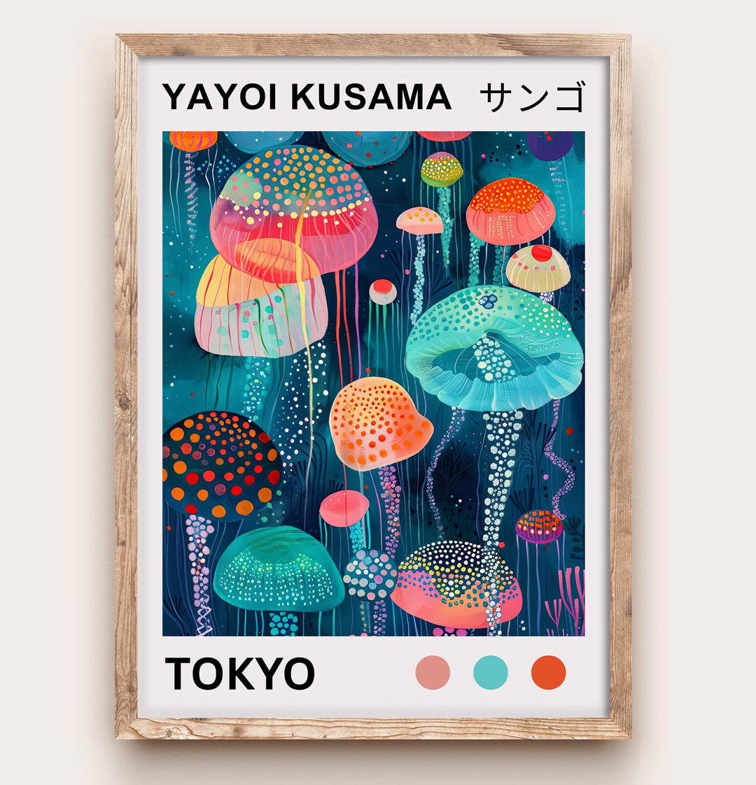 Yayoi Kusama Jellyfish Poster Modern Pop Art Print Japanese Abstract Ocean Decor Polka Dot Sea Creature Artwork for Contemporary Homes