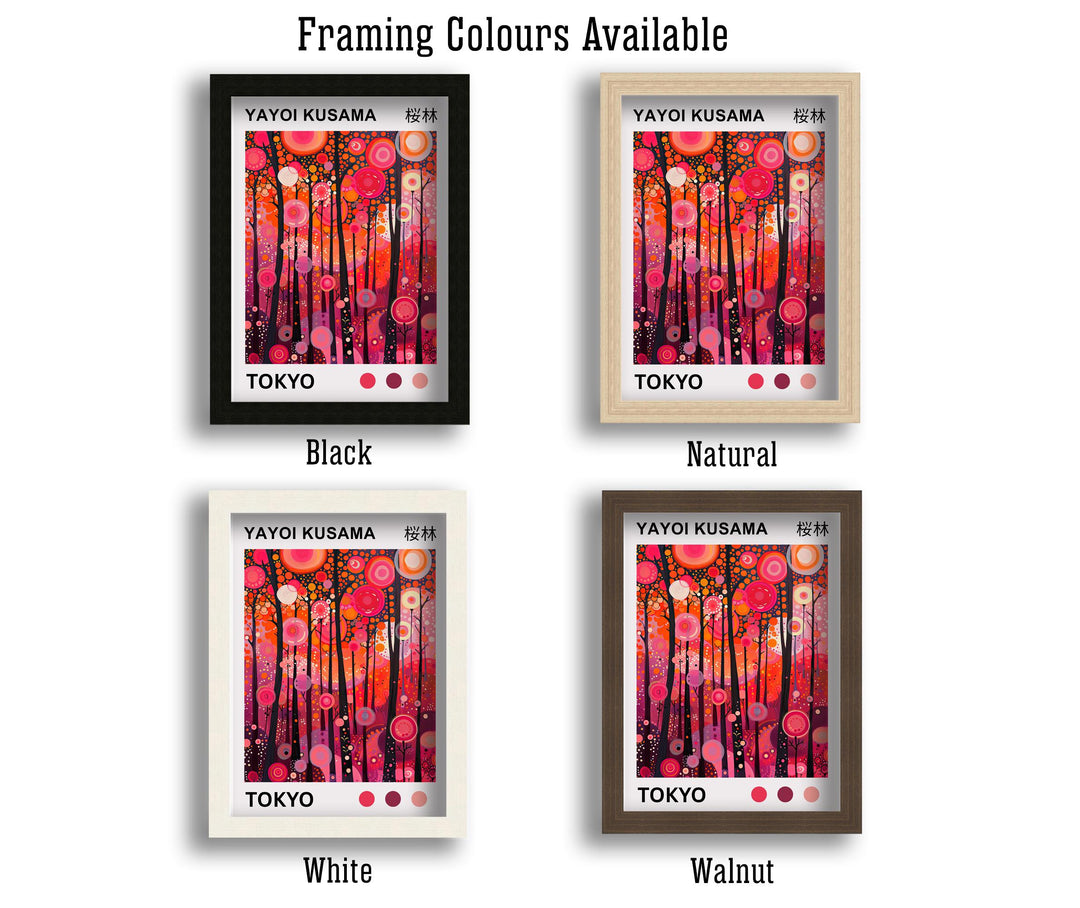 Yayoi Kusama Pink Forest Poster Modern Pop Art Print Japanese Abstract Landscape Polka Dot Nature Artwork for Contemporary Home Decor