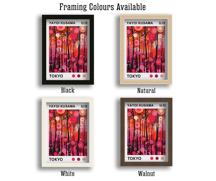 Yayoi Kusama Pink Forest Poster Modern Pop Art Print Japanese Abstract Landscape Polka Dot Nature Artwork for Contemporary Home Decor