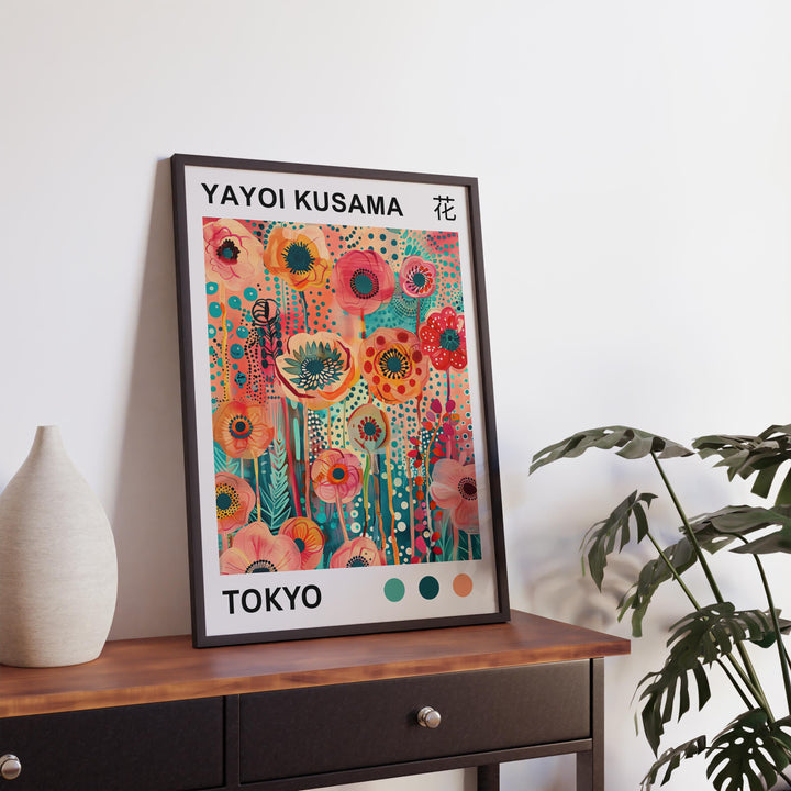 Yayoi Kusama Flower Poster Modern Pop Art Print Japanese Abstract Floral Design Polka Dot Botanical Wall Decor for Contemporary Homes