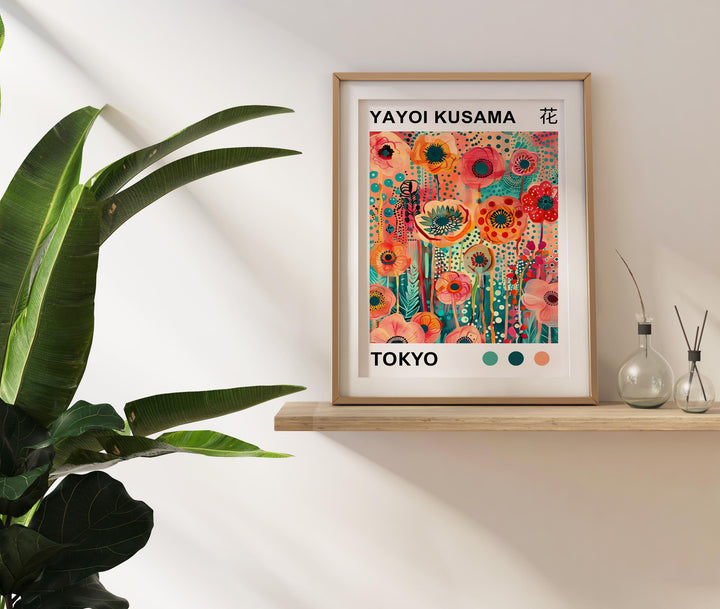 Yayoi Kusama Flower Poster Modern Pop Art Print Japanese Abstract Floral Design Polka Dot Botanical Wall Decor for Contemporary Homes