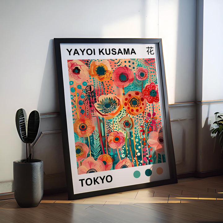 Yayoi Kusama Flower Poster Modern Pop Art Print Japanese Abstract Floral Design Polka Dot Botanical Wall Decor for Contemporary Homes