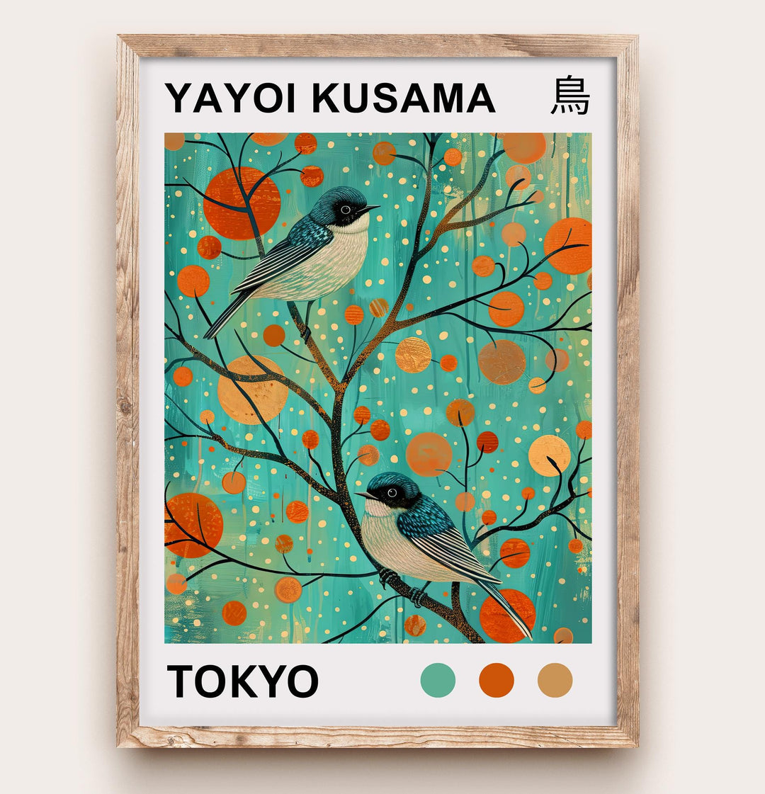 Yayoi Kusama Bluebird Poster Modern Pop Art Print Japanese Abstract Bird Design Polka Dot Nature Artwork for Contemporary Home Decor