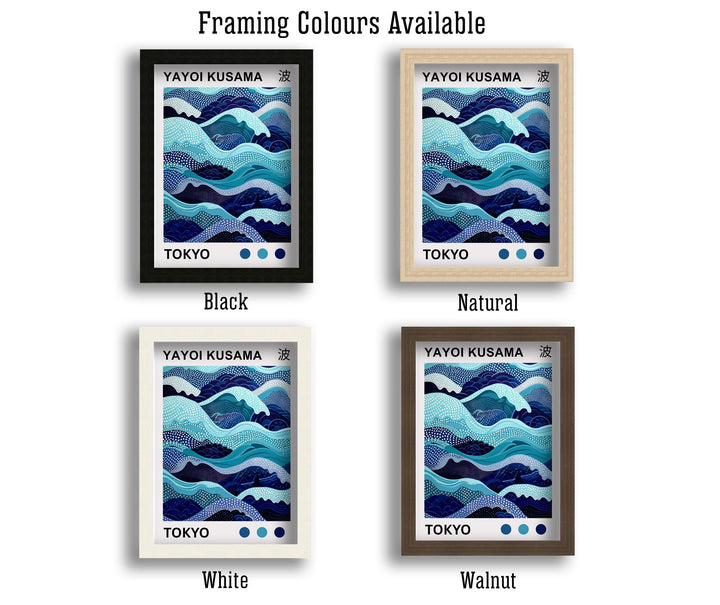 Yayoi Kusama Waves Poster Modern Pop Art Print Japanese Abstract Ocean Design Polka Dot Sea Artwork for Contemporary Coastal Home Decor
