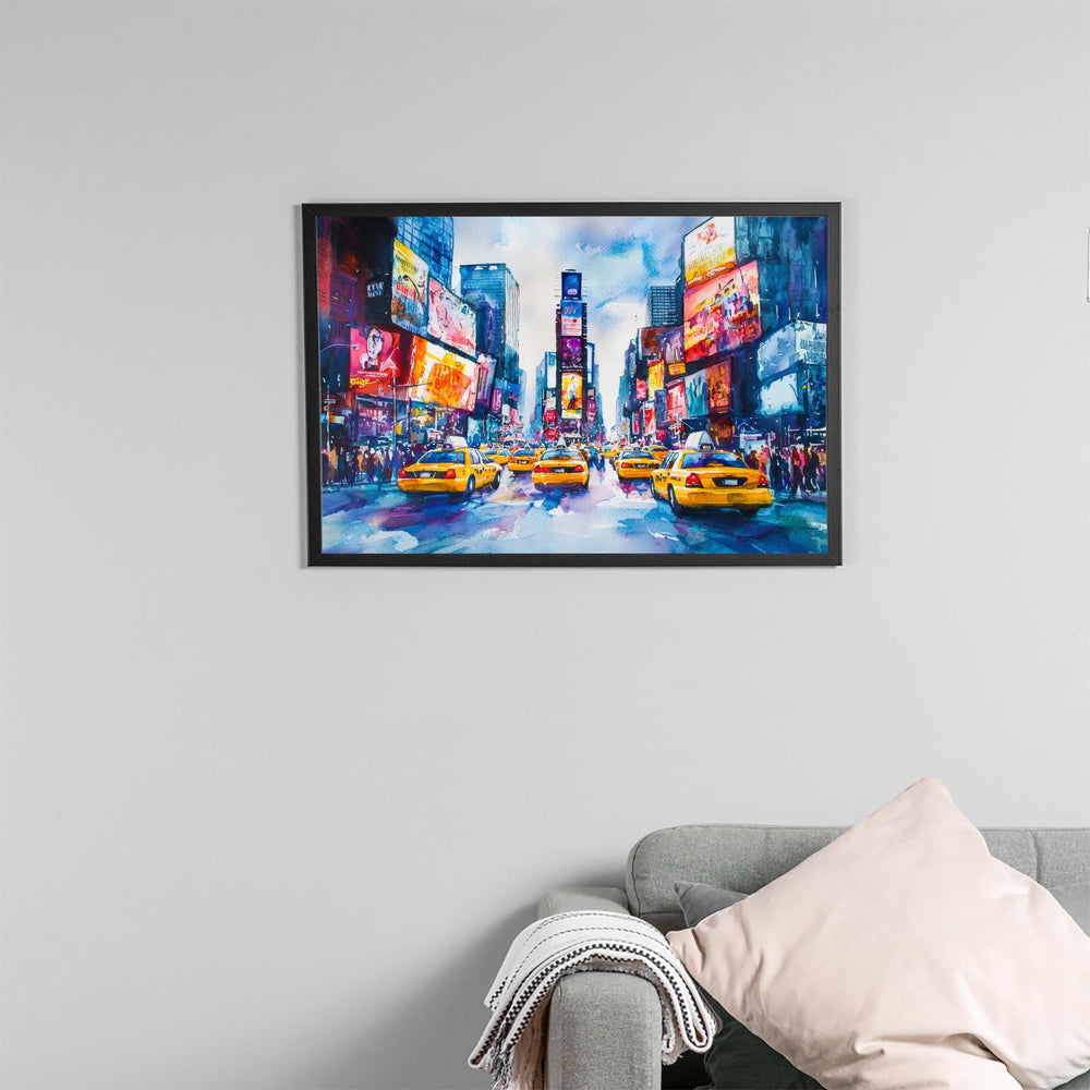 Times Square New York Watercolor Poster Times Square Travel Print NYC Cityscape Painting Wall Art USA Souvenir