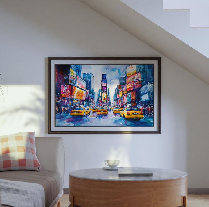 Times Square New York Watercolor Poster Times Square Travel Print NYC Cityscape Painting Wall Art USA Souvenir