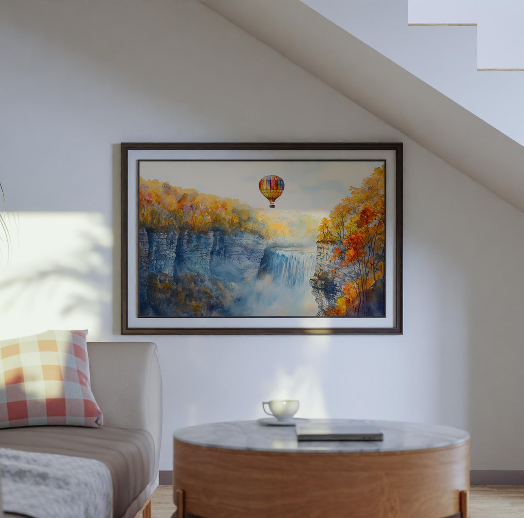 Letchworth State Park New York Watercolor Poster Letchworth Travel Print Nature Landscape Painting Wall Art USA Souvenir