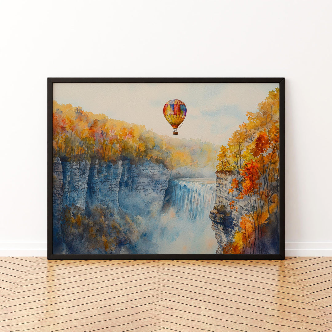 Letchworth State Park New York Watercolor Poster Letchworth Travel Print Nature Landscape Painting Wall Art USA Souvenir