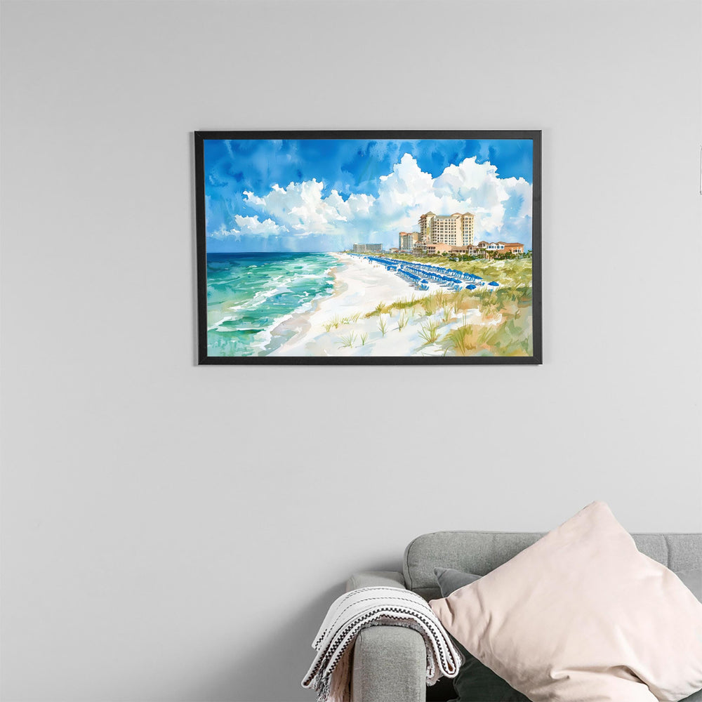 Destin Florida Watercolor Poster Destin Travel Print Gulf Coast Painting Emerald Coast Beach Wall Art USA Souvenir