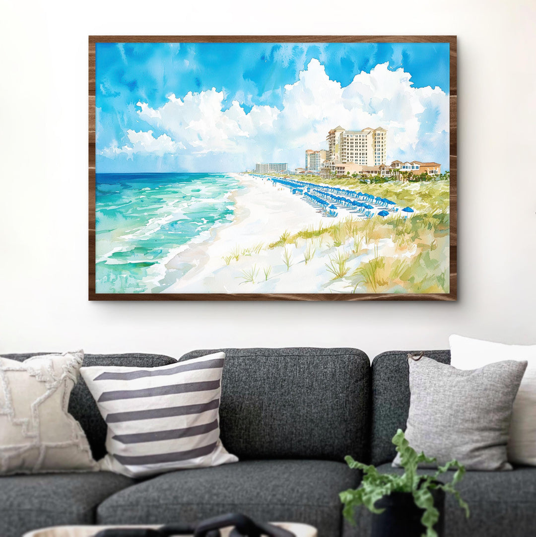 Destin Florida Watercolor Poster Destin Travel Print Gulf Coast Painting Emerald Coast Beach Wall Art USA Souvenir